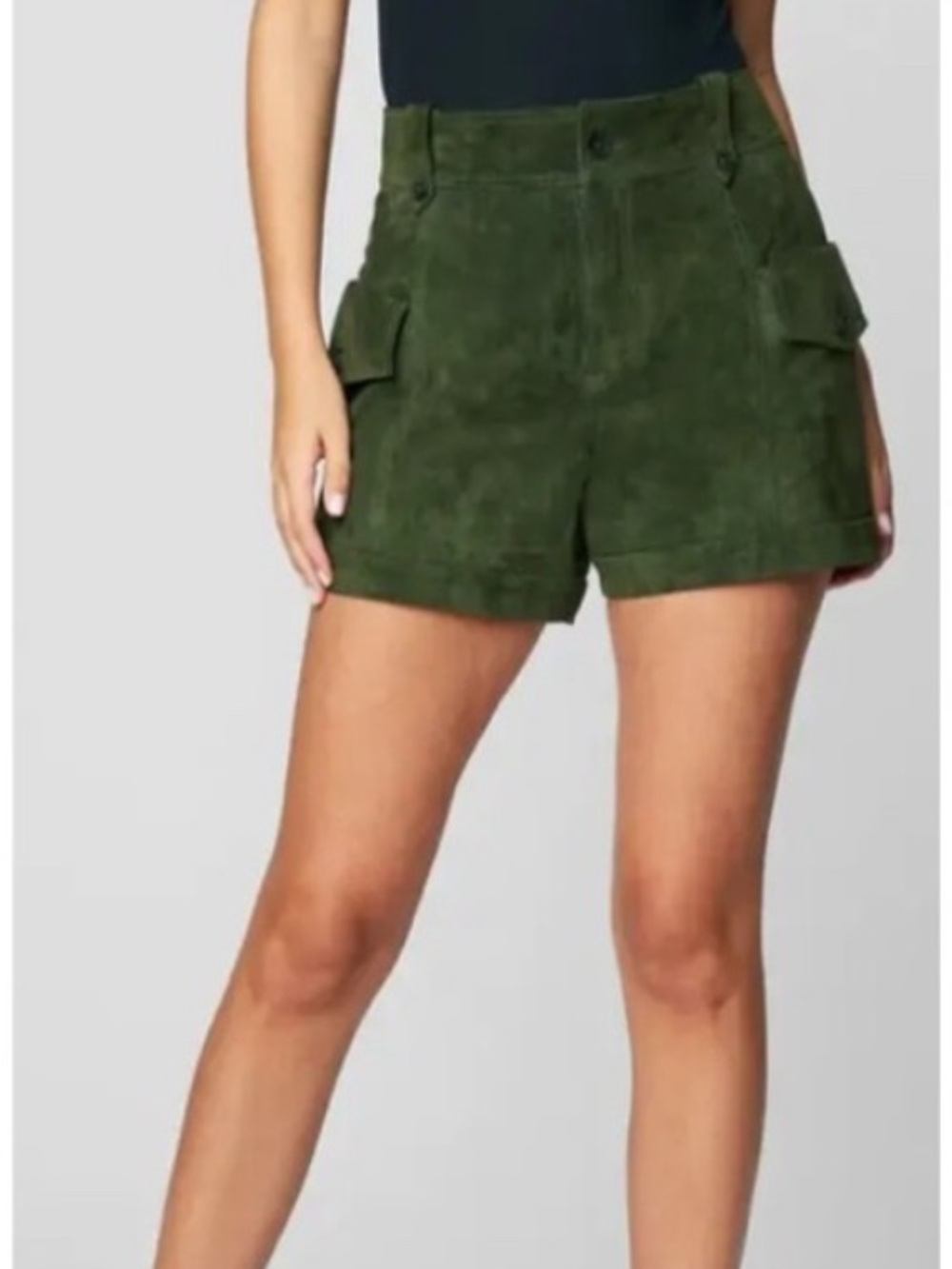 Blank NYC Dark Olive Suede Cargo Shorts